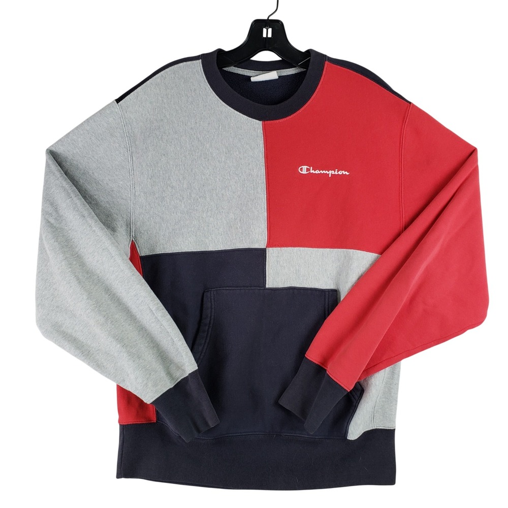 Champion Reverse Weave Sweatshirt Men M Multi Colorblock Streetwear Retro